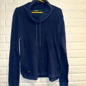 Gently worn ralph lauren sweater, navy blue, XL, with loose neck collar
